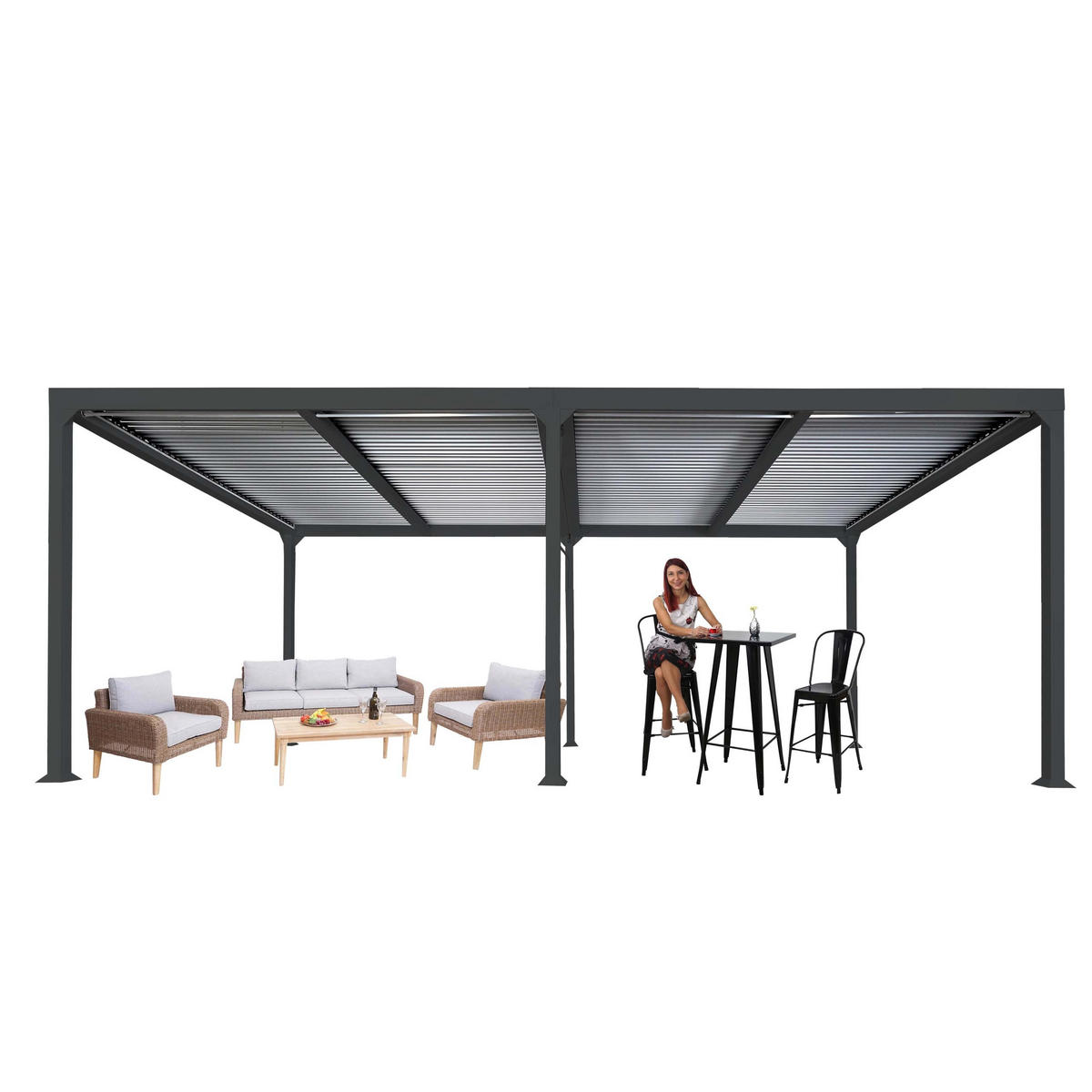 PERGOLA Alu 224x600x300cm Anthrazit - Anthrazit, Metall (600/224/300cm) - BERLINLODGE