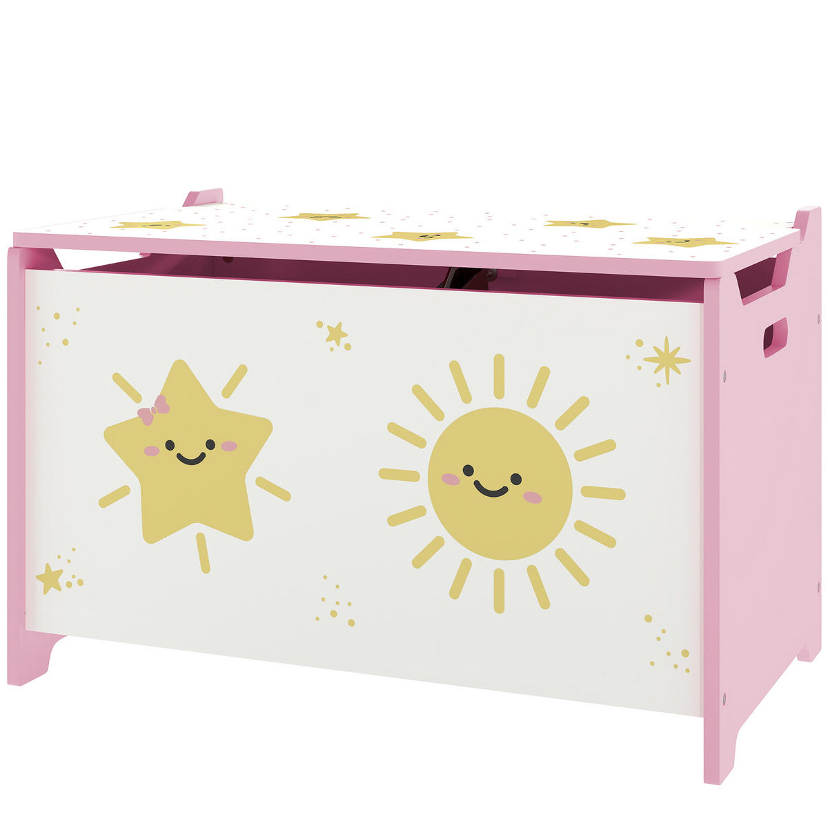 SPIELZEUGTRUHE DE-17257 mit Sicherheitsdeckel & Gasdruckdämpfer Rosa - Pink, Holzwerkstoff (37/60cm) - ComfortXL