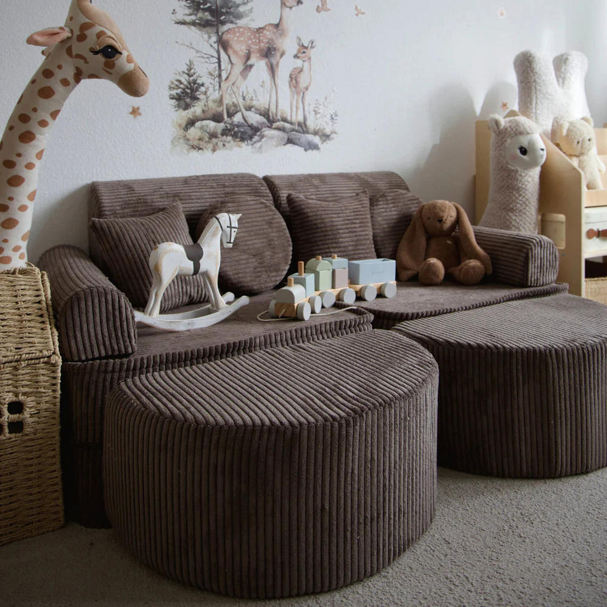 KINDERSOFA AESTHETIC 120 cm Cord Braun 12 Stk - Braun, Textil (60/12.5/120cm) - MeowBaby