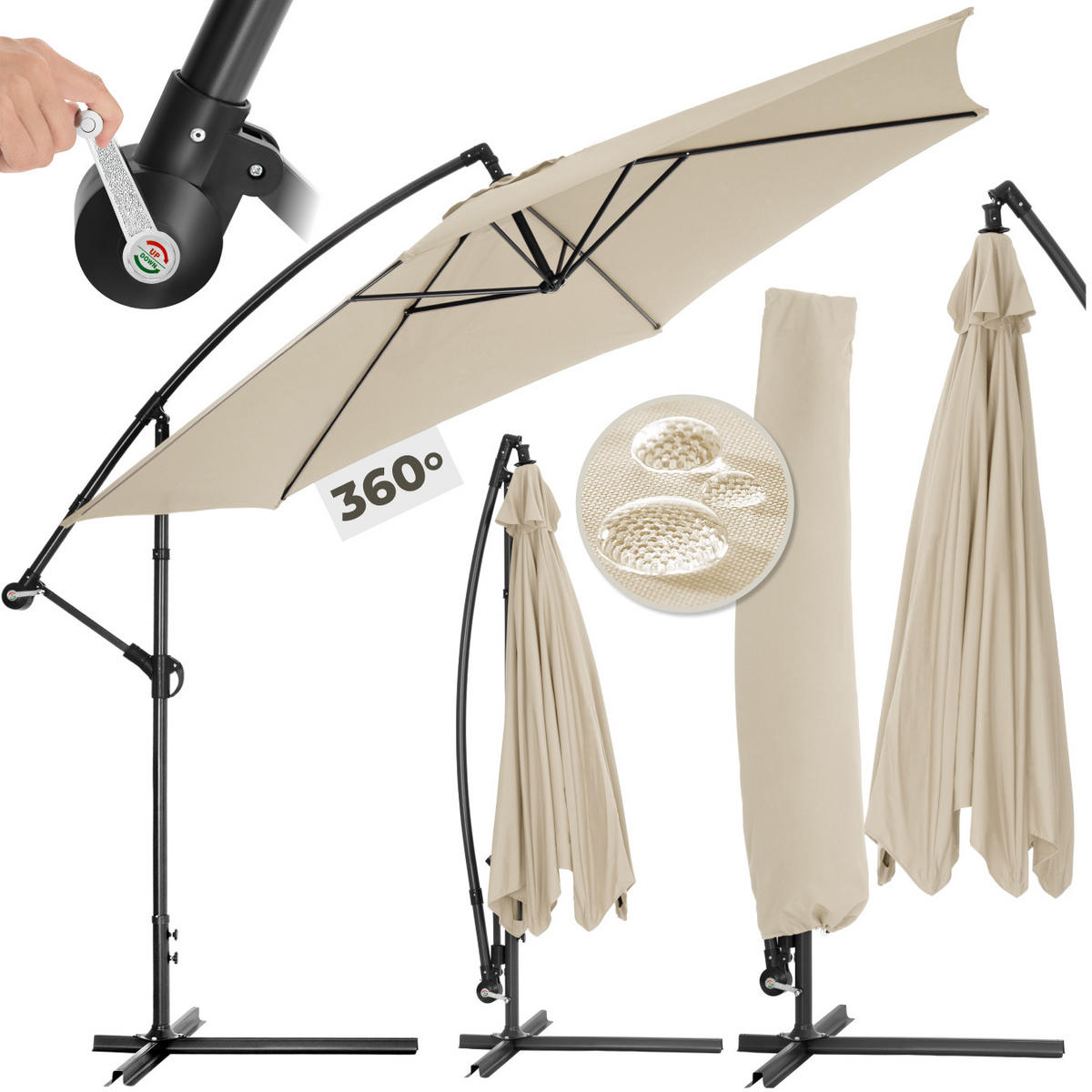 SONNENSCHIRM Ciccio, inklusive Schutzhülle, beige - Beige, Textil (350/350cm) - tectake