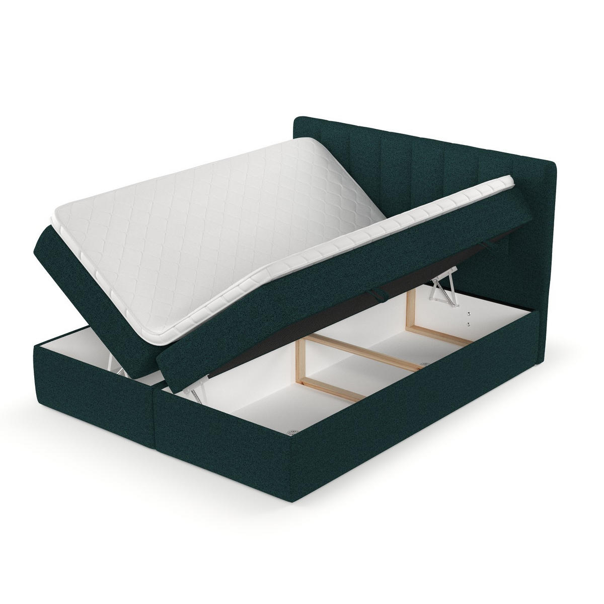 BOXBETT Bari 200/200 cm Grün im Riva Stoff - Grün, Holz/Holzwerkstoff (200/200cm) - AltaBeds