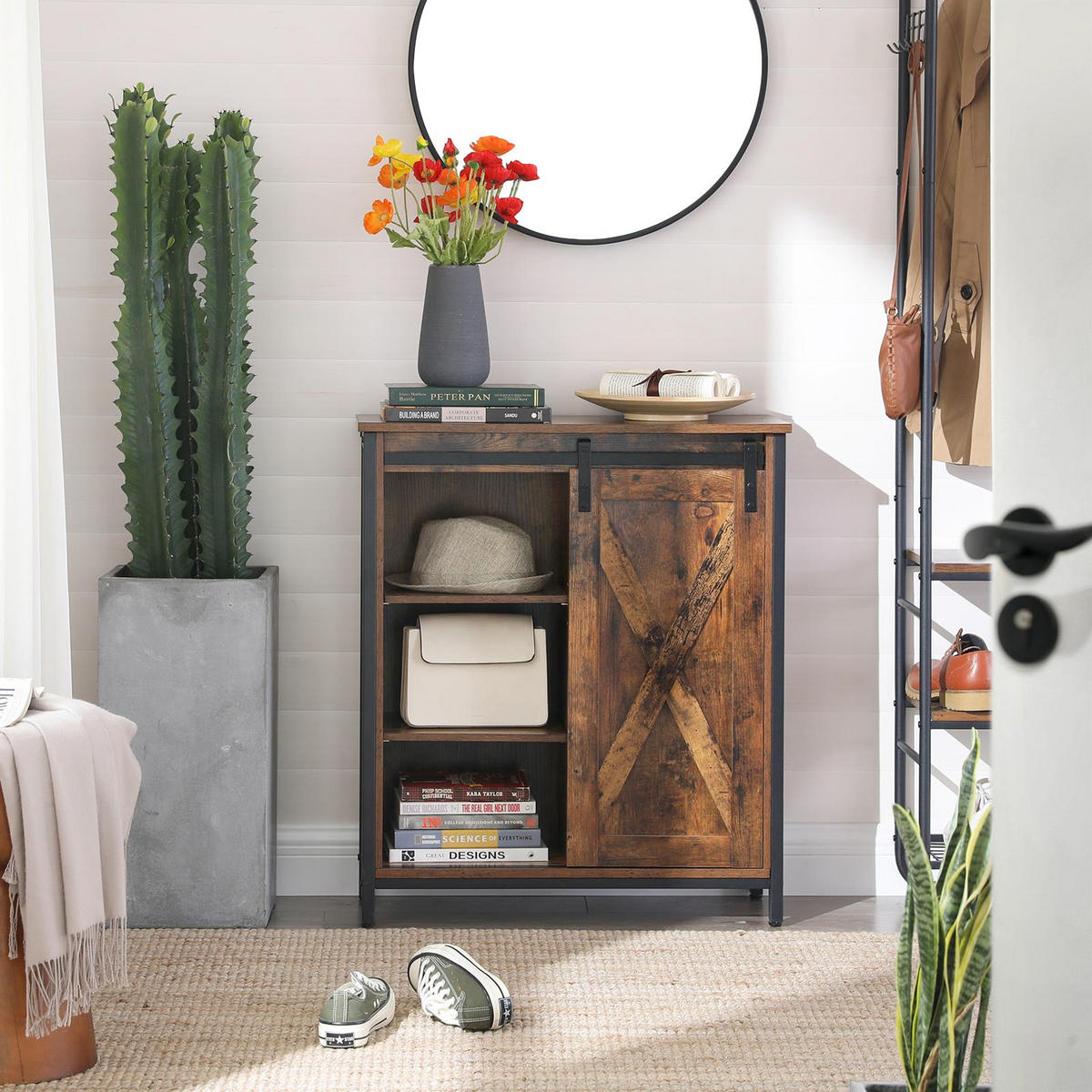 KÜCHENSCHRANK SIDEBOARD MIT SCHIEBETÜR - Braun, Holzwerkstoff (30/80/70cm) - Hansiro