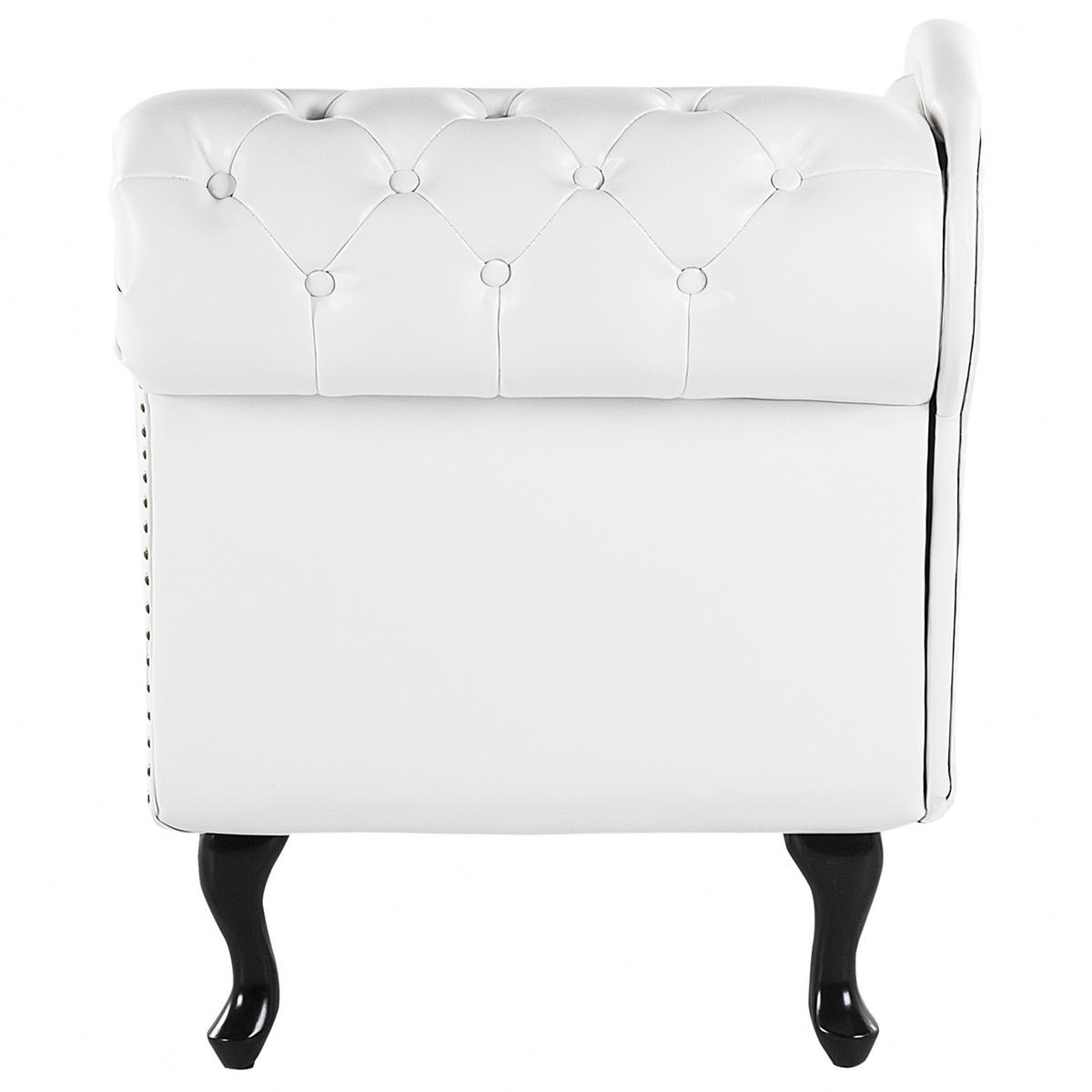 CHAISELONGUE Kunstleder weiß glänzend rechtsseitig Nimes - Schwarz/Weiß, Kunststoff (170/79/61cm) - Beliani