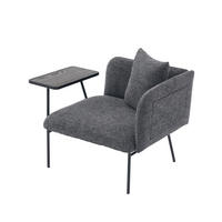 SESSEL mit Beistelltisch und Staufächern, DE-42265, Dunkelgrau - Dunkelgrau, Metall (86/71/72cm) - ComfortXL