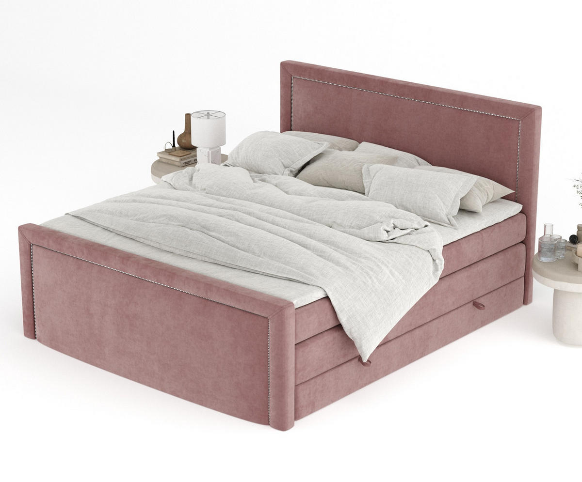 BOXSPRINGBETT Lavenda Rosa 160/200 cm - Schwarz/Rosa, Holz/Holzwerkstoff (160/200cm) - Maison de Reve