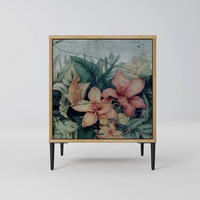 SIDEBOARD HEAVENLY BLOOM, Eichefarben, 57,5x42x72,5 cm, Schwarze Metallfüße - Eichefarben/Multicolor, Holzwerkstoff/Metall (57.5/72.5/42cm) - SpaceRebels