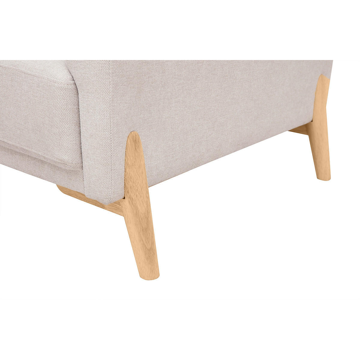 SOFA Beiger Stoff Samteffekt Helles Holz 4-Sitzer SINDRO - Beige, Textil (87/82/241cm) - Miliboo