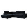 ECKSOFA VELISS Schwarz Kordstoff mit Schlaffunktion - Schwarz, Holz (255/193cm) - MASSENO