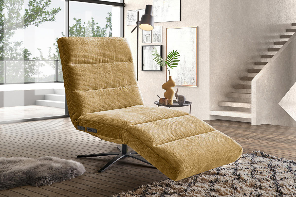 RELAXLIEGE ALINA Gelb Cord - Currygelb/Schwarz, Textil/Metall (82/115/156cm) - KAWOLA