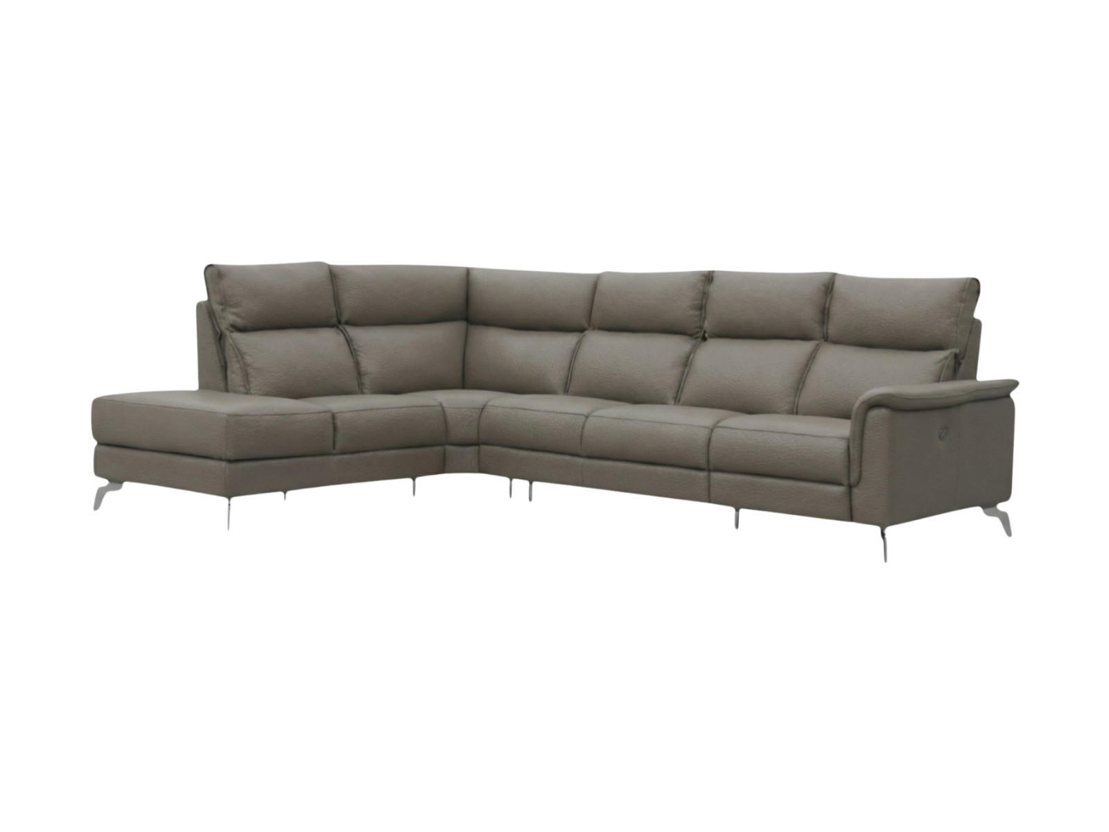 ECKSOFA Borea Echtleder Greige - Greige, Leder/Metall (220/310cm)