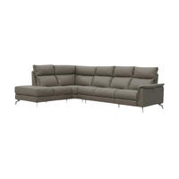ECKSOFA Borea Echtleder Greige - Greige, Leder/Metall (220/310cm)