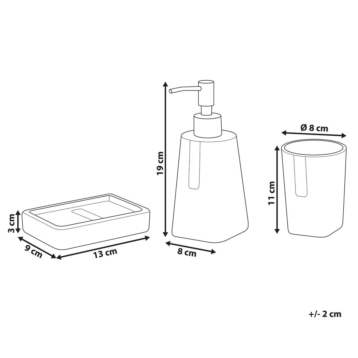 BADEZIMMER Set 3-teilig Keramik beige Sonana - Beige, Stein (8/19/8cm) - Beliani