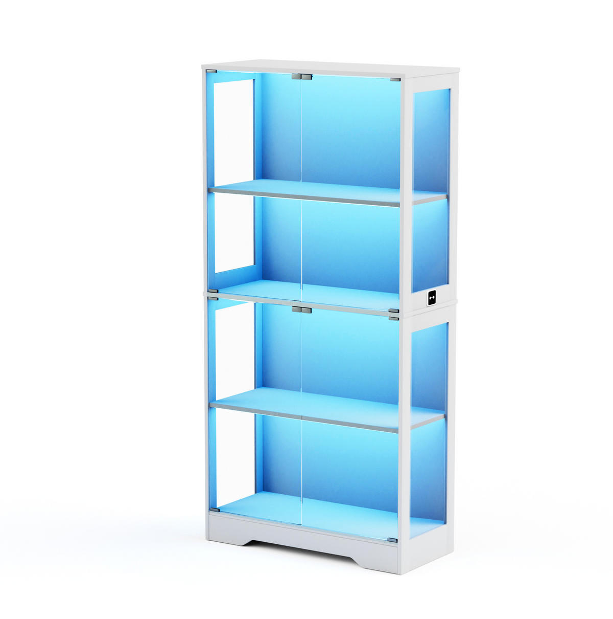 VITRINE 80/35/165 cm in Weiß mit LED-Beleuchtung und Glastüren - Weiß, Holzwerkstoff (80/165/35cm) - Flora Grace