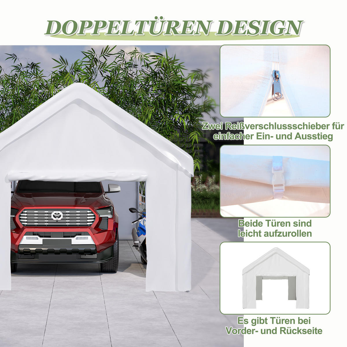 CARPORT Zeltgarage 3x6 m Grau - Weiß, Metall (299/283/598cm) - ComfortXL