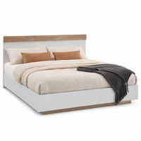 BETT 180/200 cm in Weiß & Sonoma-Eiche mit Kopfteil und Lattenrost Holzwerkstoff in Schwebeoptik - Eichefarben/Weiß, Holzwerkstoff (180/200cm) - STILVORA