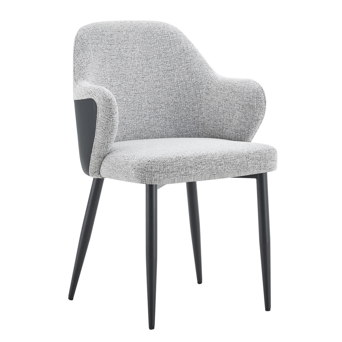 STUHL 2er-Set Esszimmer 83 cm Stoff Grau/Schwarz - Grau, Metall (56.5/83/53cm) - Meubliv