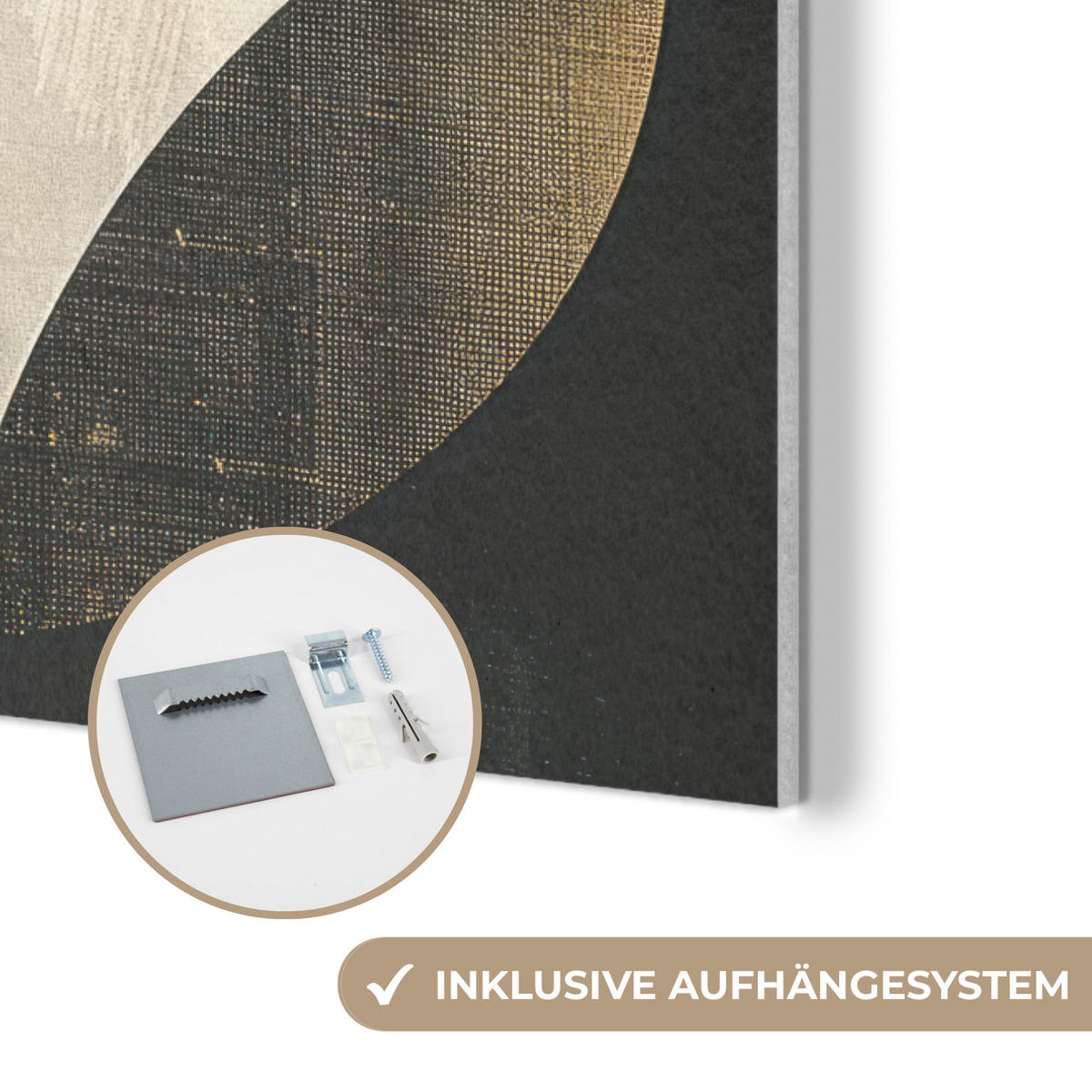 AKUSTIKBILD Abstrakt - Geometrische Formen - Schwarz - Gold Wanddeko 60x90 cm - Ecru, Kunststoff (60/90/0.9cm) - MuchoWow