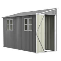 GERÄTEHAUS Metall-Anlehn-Geräteschuppen rostbeständig, wetterfest - Grau, Metall (280/110cm)