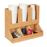 KAFFEE Organizer - Hellbraun, Holz (34.5/29.5/17cm) - Relaxdays