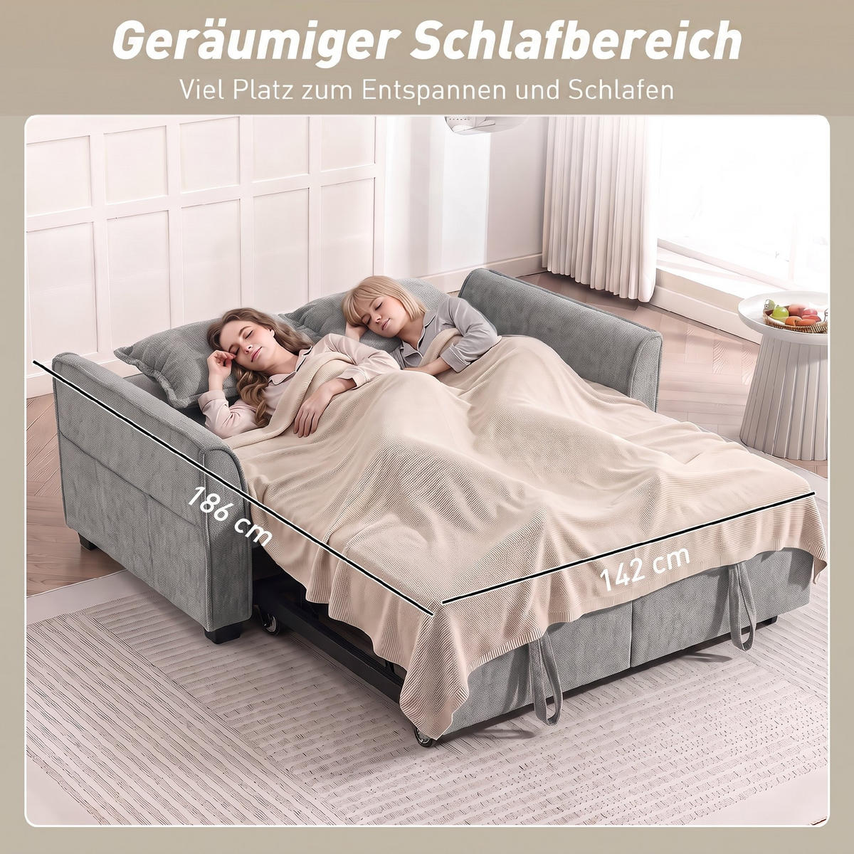 BÄDDSOFFA i polyester, grå - Grå, Textil/Plast (89/85/167cm) - HOMCOM