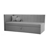 SCHLAFSOFA Rafi, Eckbett mit Bettkasten, 90x200 cm, Grau - Grau, Textil (209/94/102cm) - Beautysofa