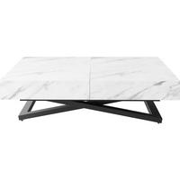 COUCHTISCH Cavetta U höhenverstellbar ausziehbar, Marmor Weiß 120-200/80/27-76 cm - Ecru/Schwarz, Holzwerkstoff/Metall (80/120/76cm) - WFL GROUP