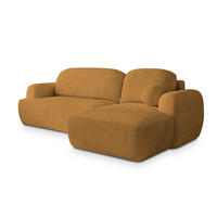 ECKSOFA MODENZA P R-S Gelb Kordstoff mit Schlaffunktion - Gelb, Holz (266/148cm) - MASSENO