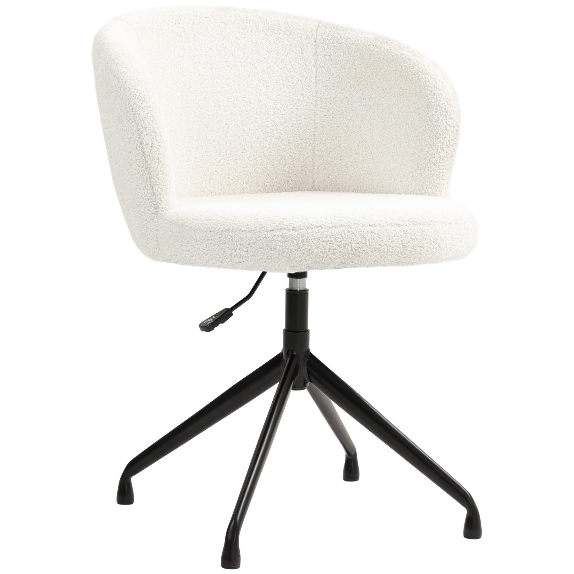 DREHSTUHL DE-11698 ergonomisch höhenverstellbar 360° drehbar Bouclé-Stoff Weiß - Creme, Textil (64/89/62cm) - ComfortXL