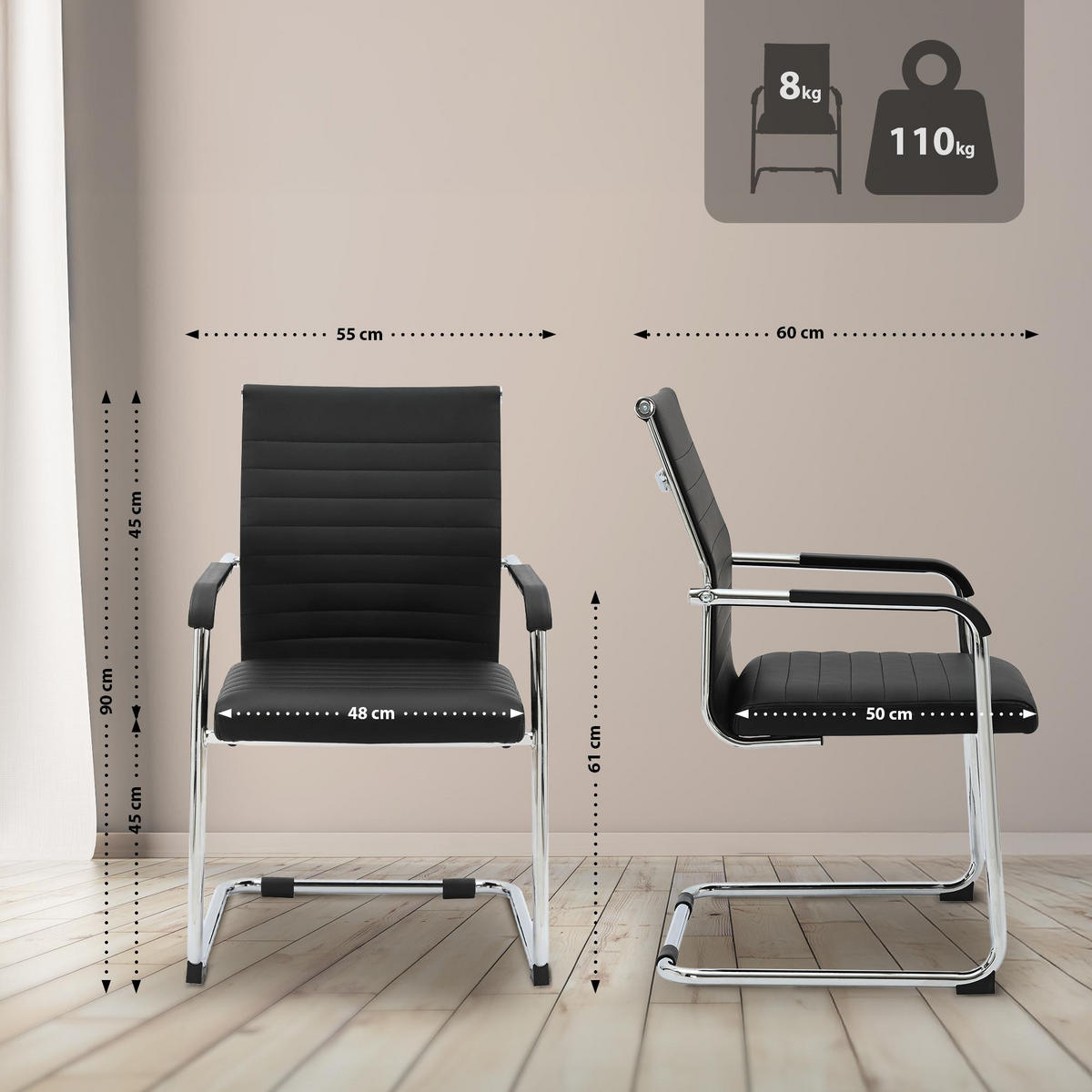 SCHWINGSTUHL Metall Schwarz - Schwarz, Metall (55/90/62cm) - CLP