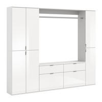 GARDEROBENKOMBINATION 4tlg. Projekt X Garderobe in weiß Nb. und weiß hochglanz B/H/T: 212x193x34 cm - Weiß, Holzwerkstoff (212/193/34cm)