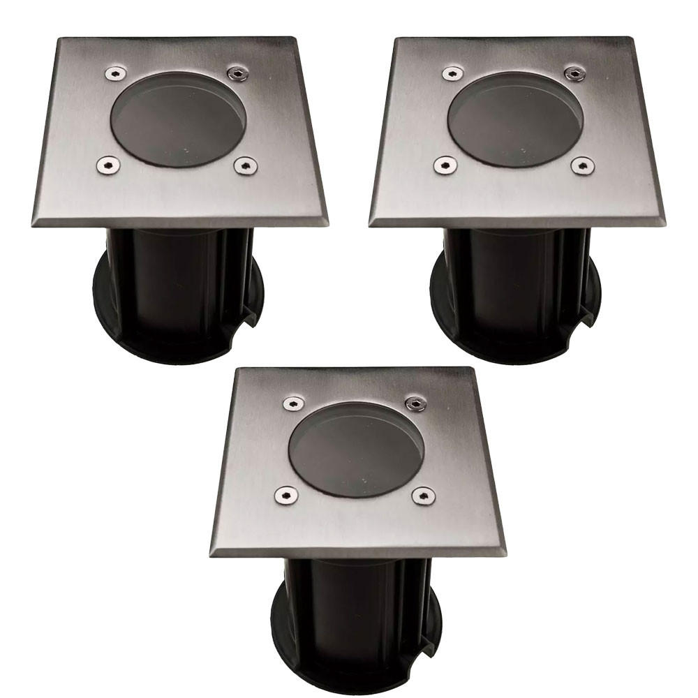 LED AUSSENLEUCHTE Edelstahl Silber 3er Set - Silberfarben, Metall (11/11/12cm)