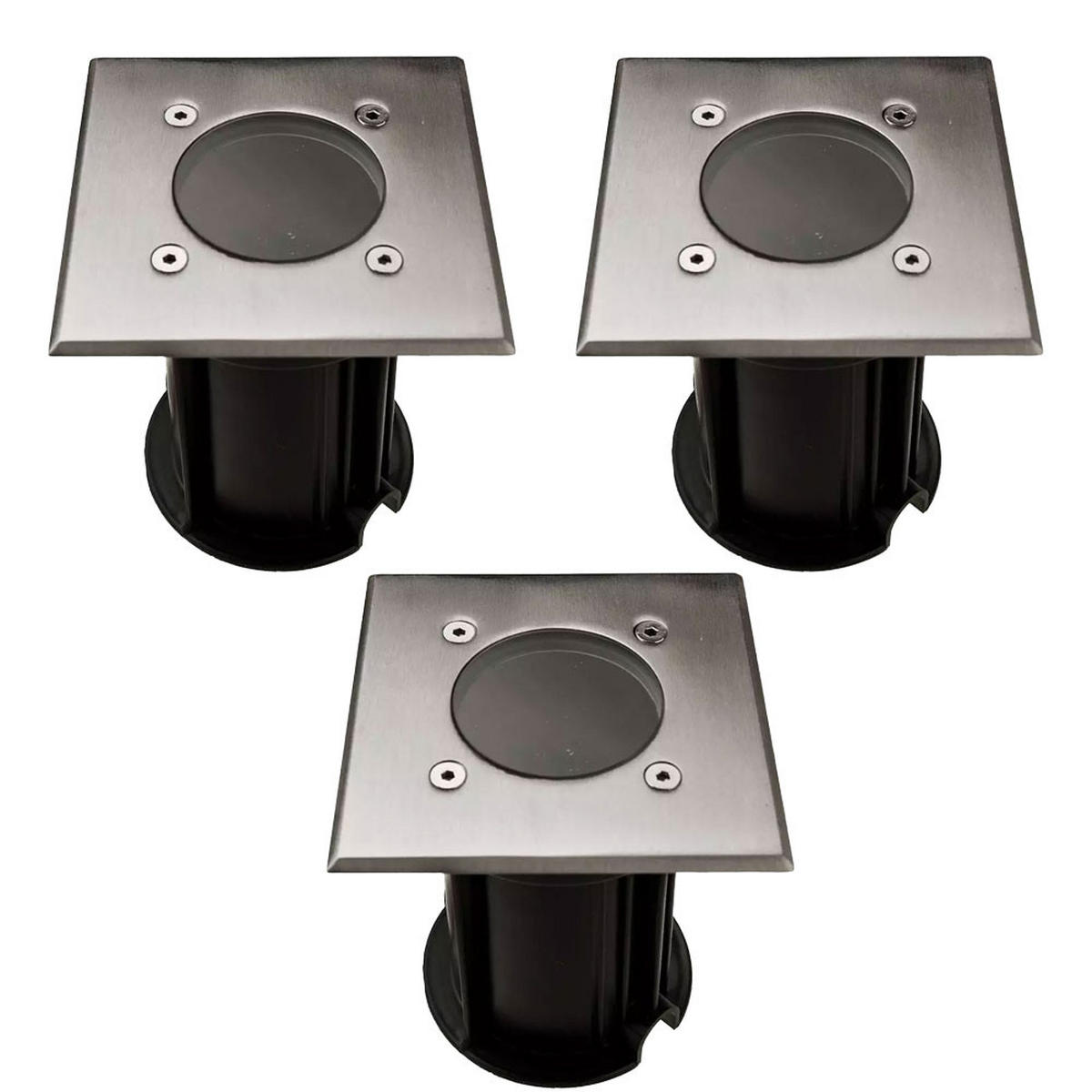LED AUSSENLEUCHTE Edelstahl Silber 3er Set - Silberfarben, Metall (11/11/12cm)