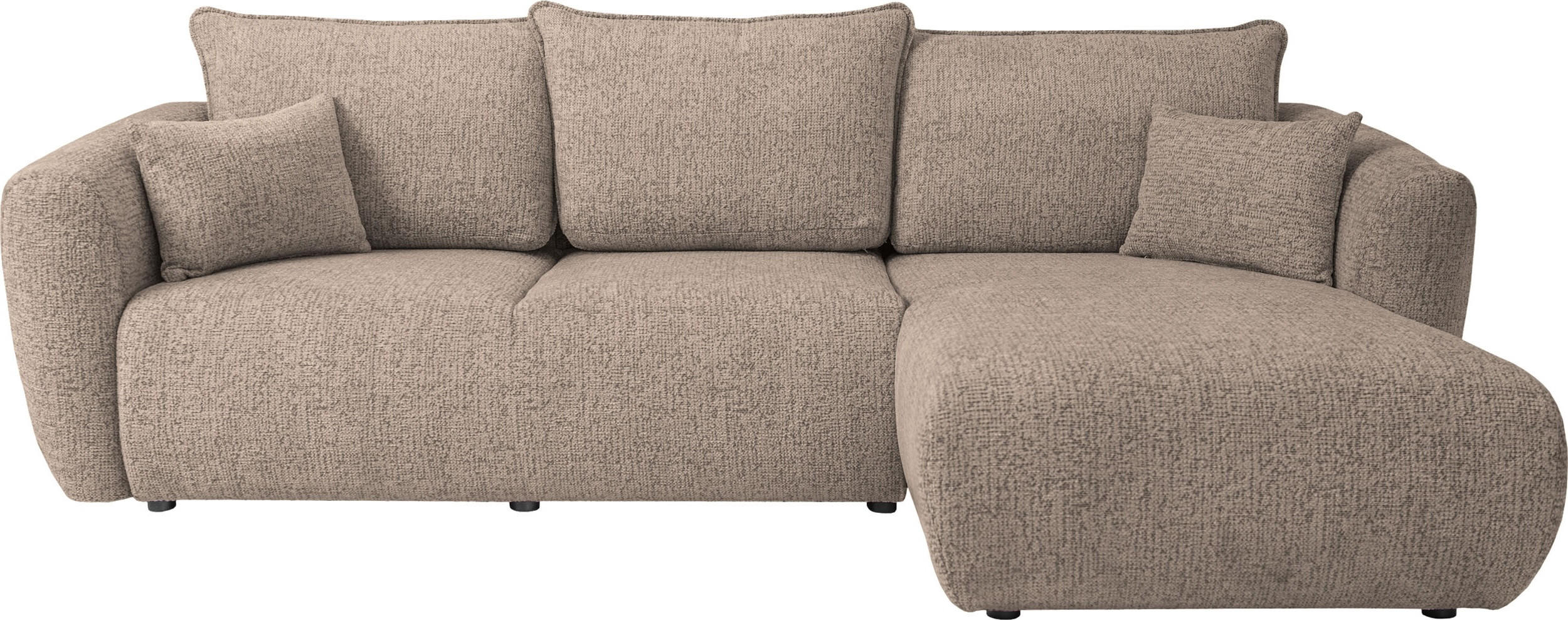 ECKSOFA Fabio mit Bettkasten, Strukturiert Dunkelbeige 255/165/91 cm - Beige/Schwarz, Textil (255/165cm) - WFL GROUP