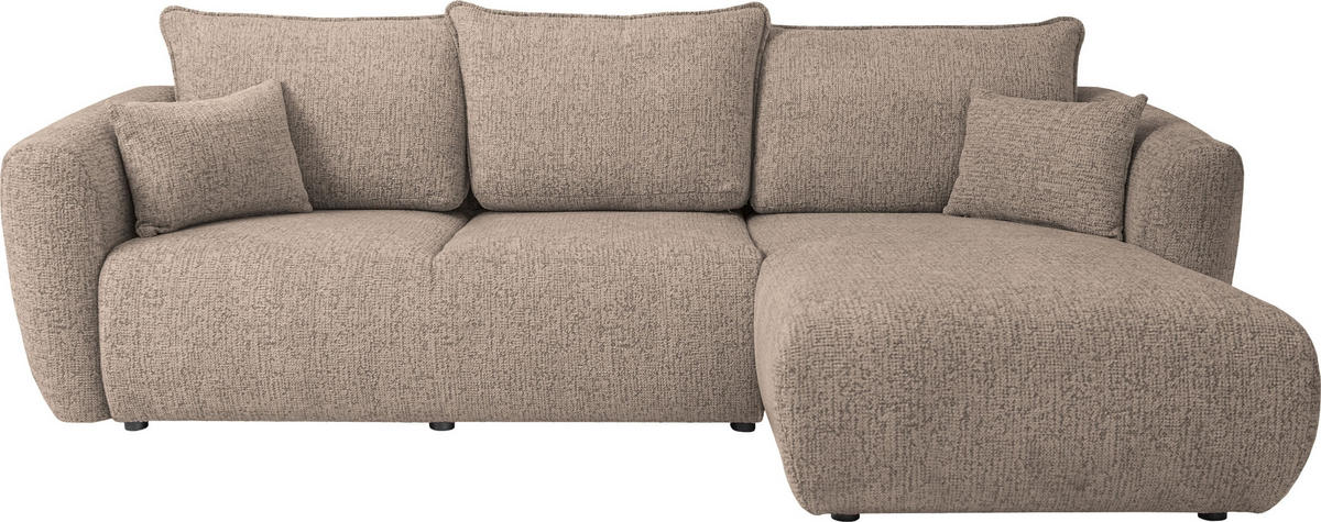 ECKSOFA Fabio mit Bettkasten, Strukturiert Dunkelbeige 255/165/91 cm - Beige/Schwarz, Textil (255/165cm) - WFL GROUP