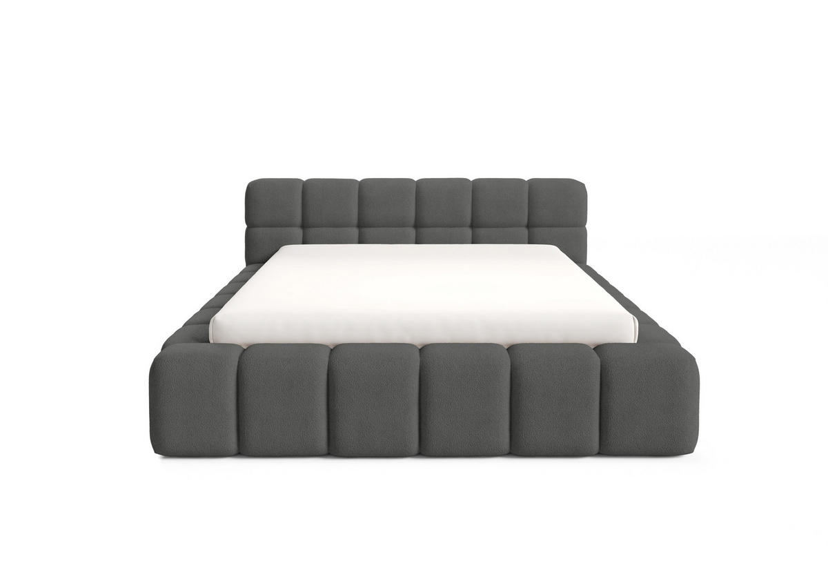POLSTERBETT NUBO PREMIUM 140x200 cm mit Bettkasten – Stoff QUELLE 92 - Dunkelgrau, Holz (140/200cm) - Dekori_Interiors