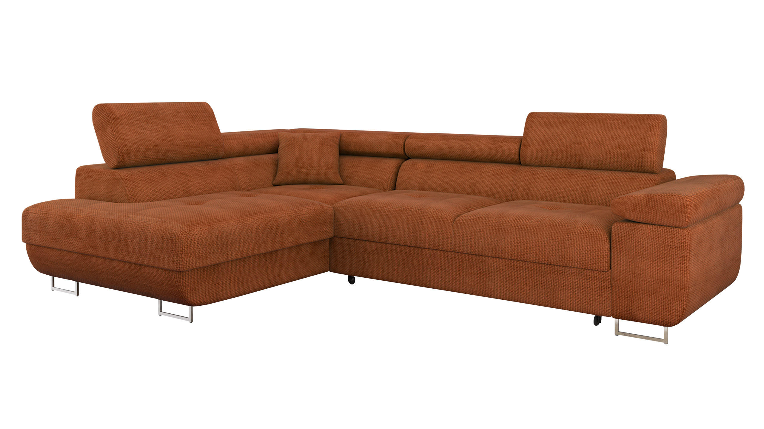 ECKSOFA Torezio, Seite: Links - Dunkelorange, Holz/Textil (274/203cm) - MIRJAN24