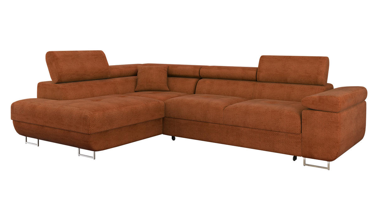 ECKSOFA Torezio, Seite: Links - Dunkelorange, Holz/Textil (274/203cm) - MIRJAN24