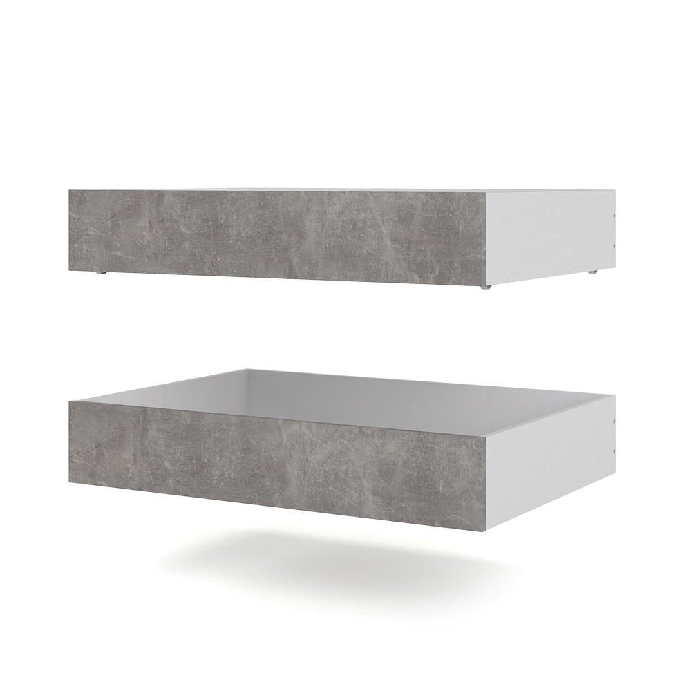 BETTSCHUBLADEN, Nada, Beton Dekor, Spanplatte foliert, 94 x 67 x 18 cm - Grau, Holzwerkstoff - ebuy24