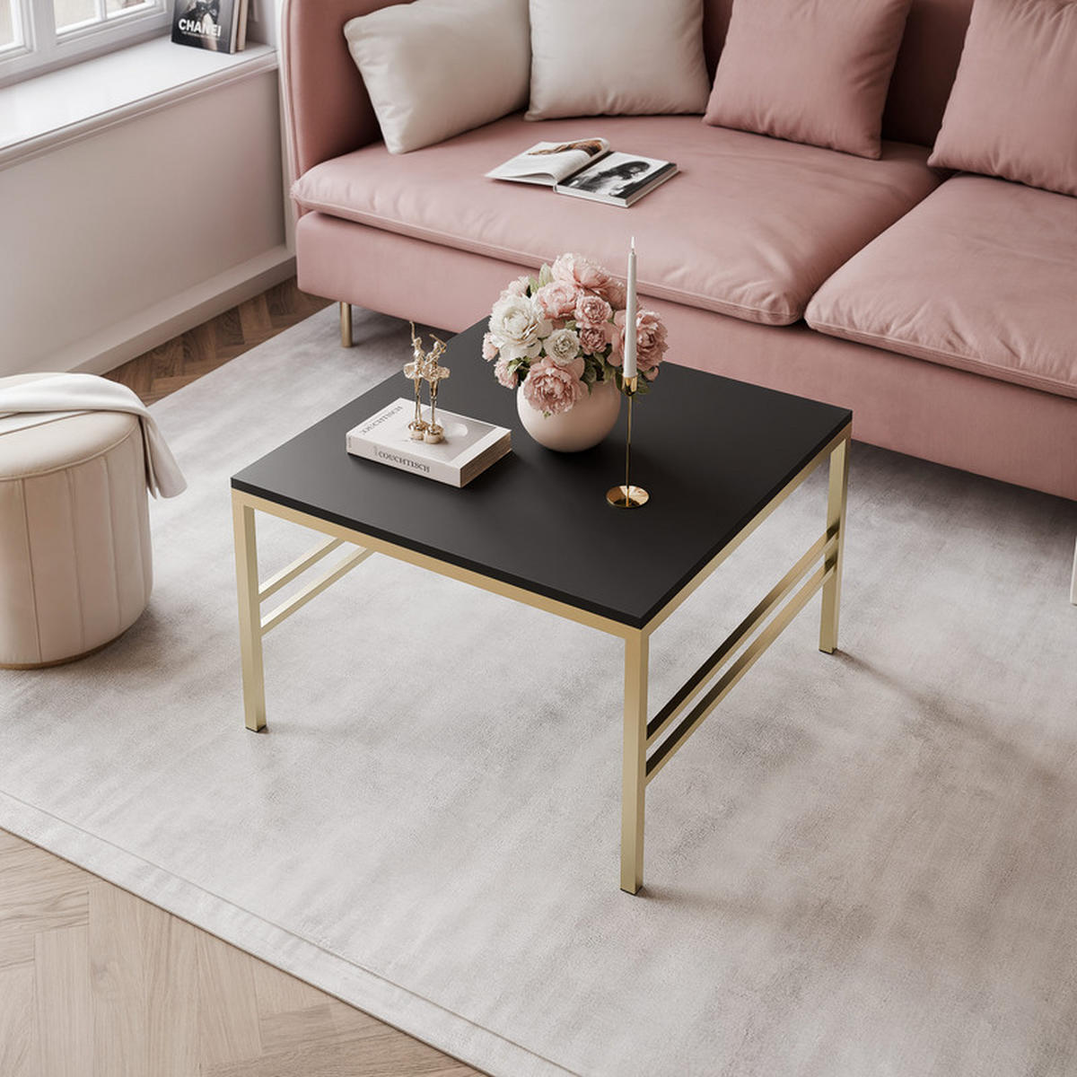 COUCHTISCH FORMA 70/70 cm Quadrat, Gold / Kaschmir - Kaschmir/Goldfarben, Metall (70/70/46cm) - Idohome