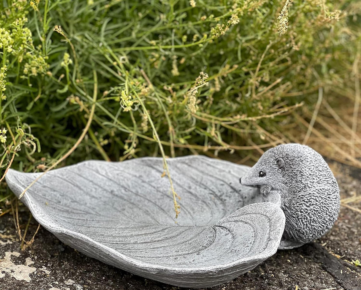 STEINFIGUR Vogel- und Insektentränke Igel frostfest Steinguss - Grau, Stein (23/7/30cm) - stoneandstyle