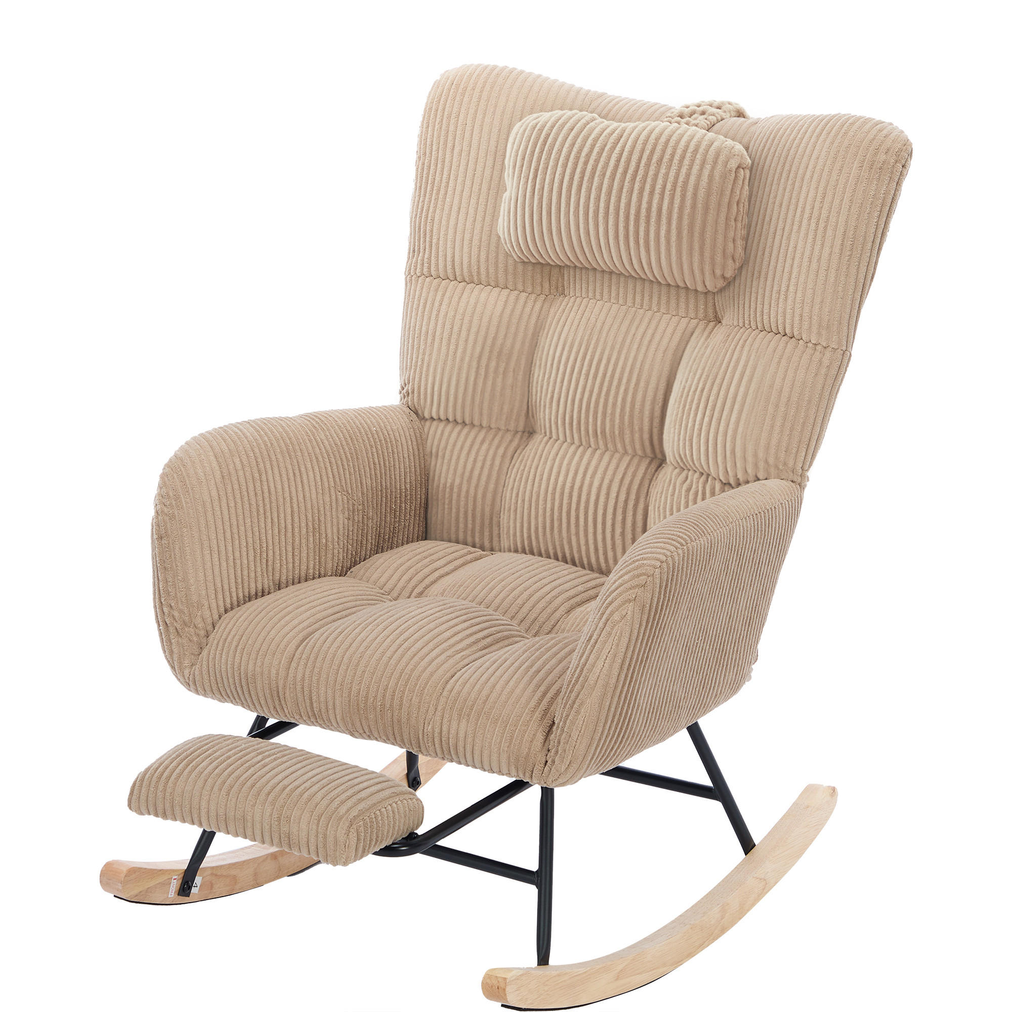 SCHAUKELSTUHL gepolstert hoher Rücken Stoff Braun Sessel - Braun, Textil (102/92/65cm) - FLIEKS
