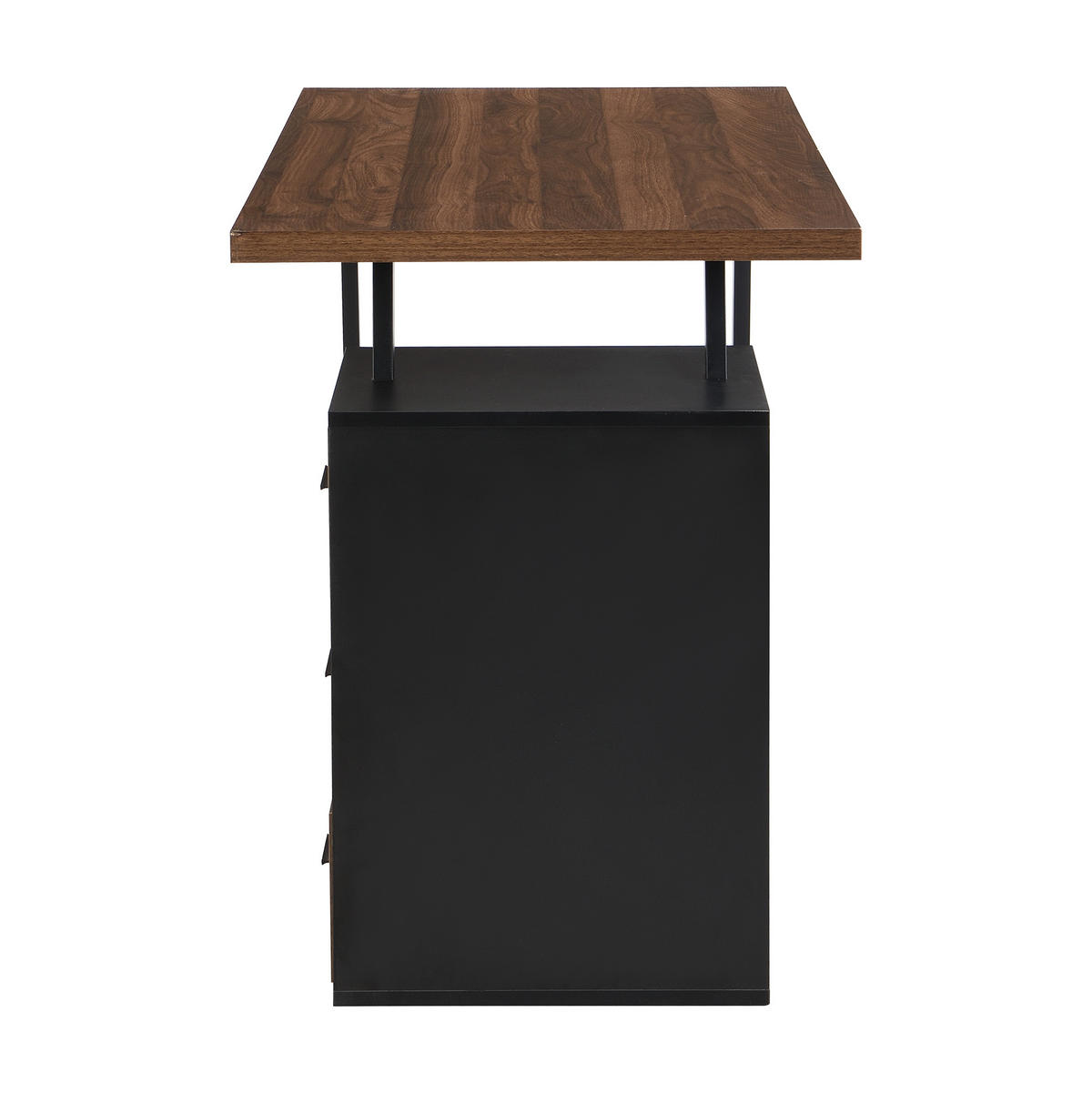 SCHREIBTISCH Dunkelbraun 135,5/58/75 cm mit 3 Schubladen und Metallrahmen - Dunkelbraun, Holzwerkstoff (58/135.5/75cm) - PANGIVO