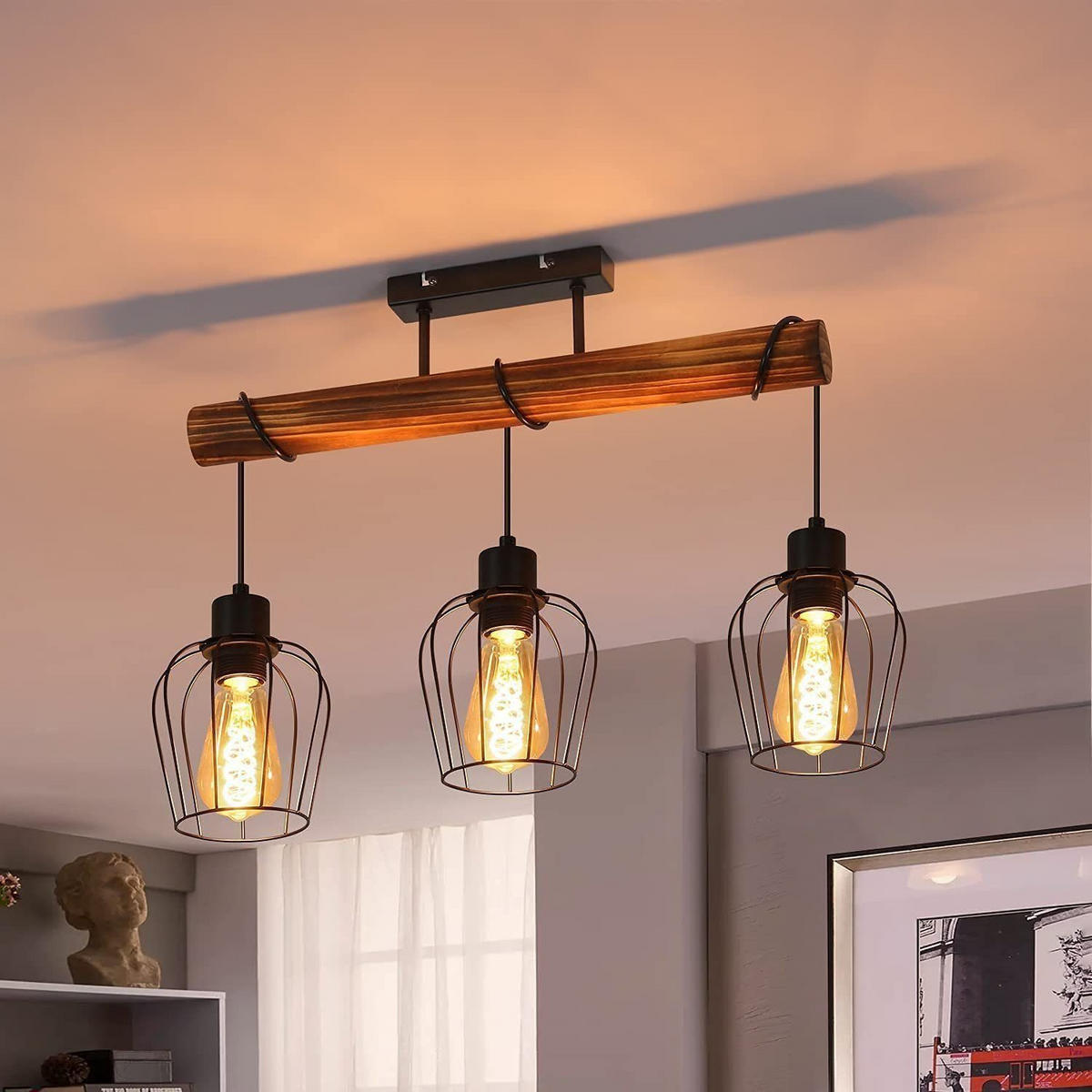 DECKENLEUCHTE Carlota 52/13/43 cm - Alteiche, Holz/Metall (52/13/43cm) - Nettlife