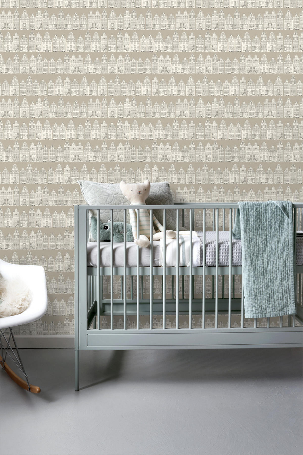 TAPETE Amsterdamer Grachtenhäuser 53 cm x 10.05 m - Beige, Papier (53/0.1cm) - ESTAhome