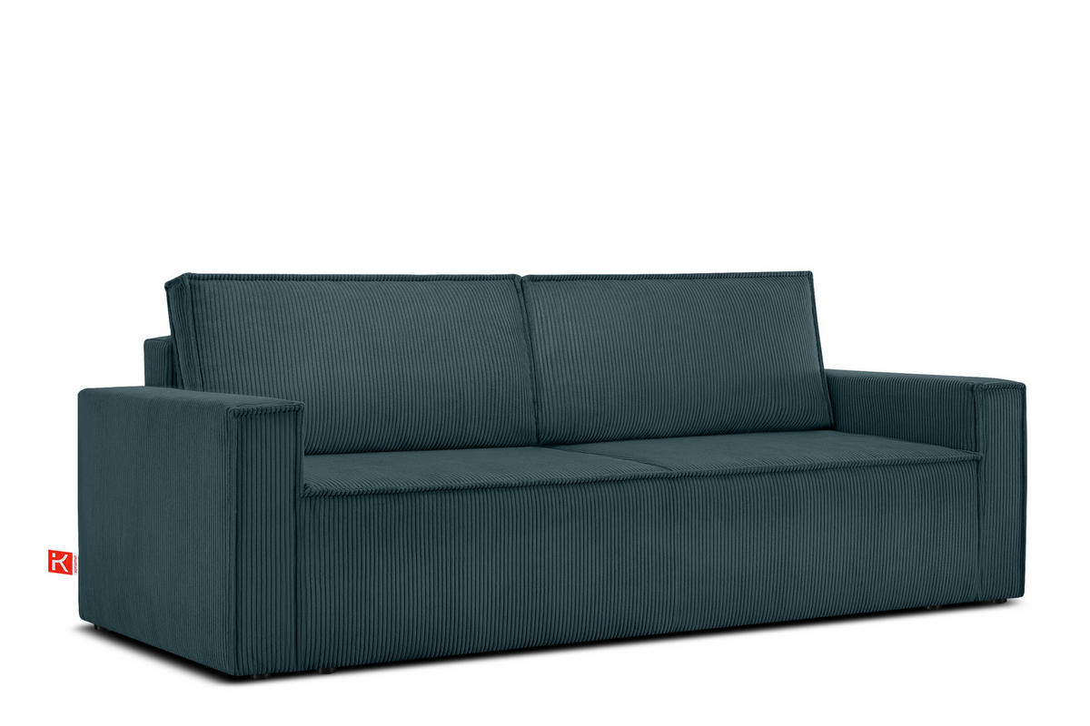 SCHLAFSOFA NAPI in Pet Friendly Cord-Stoff, blau - Blau/Schwarz, Textil (228/89/101cm) - KONSIMO®