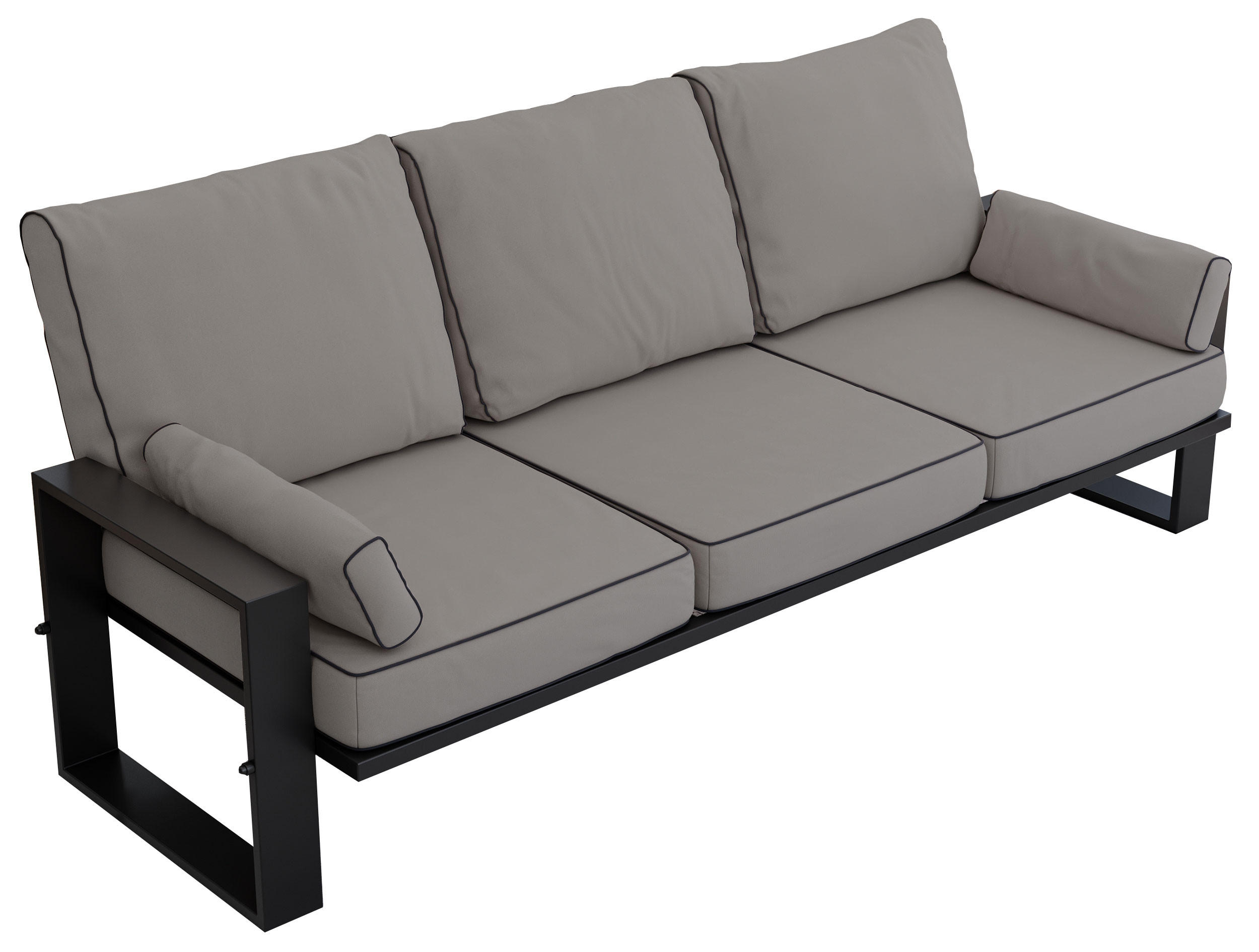 GARTENSOFA Elba 3 Sitzer - Grau - Grau, Textil (215/90/87cm) - MKS