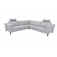 MODULARES Ecksofa Selena - Hellgrau, Verstellbare Kopfstützen und Metall Füßen - Hellgrau/Schwarz, Kunststoff/Textil (260/260cm) - KS Home Concept