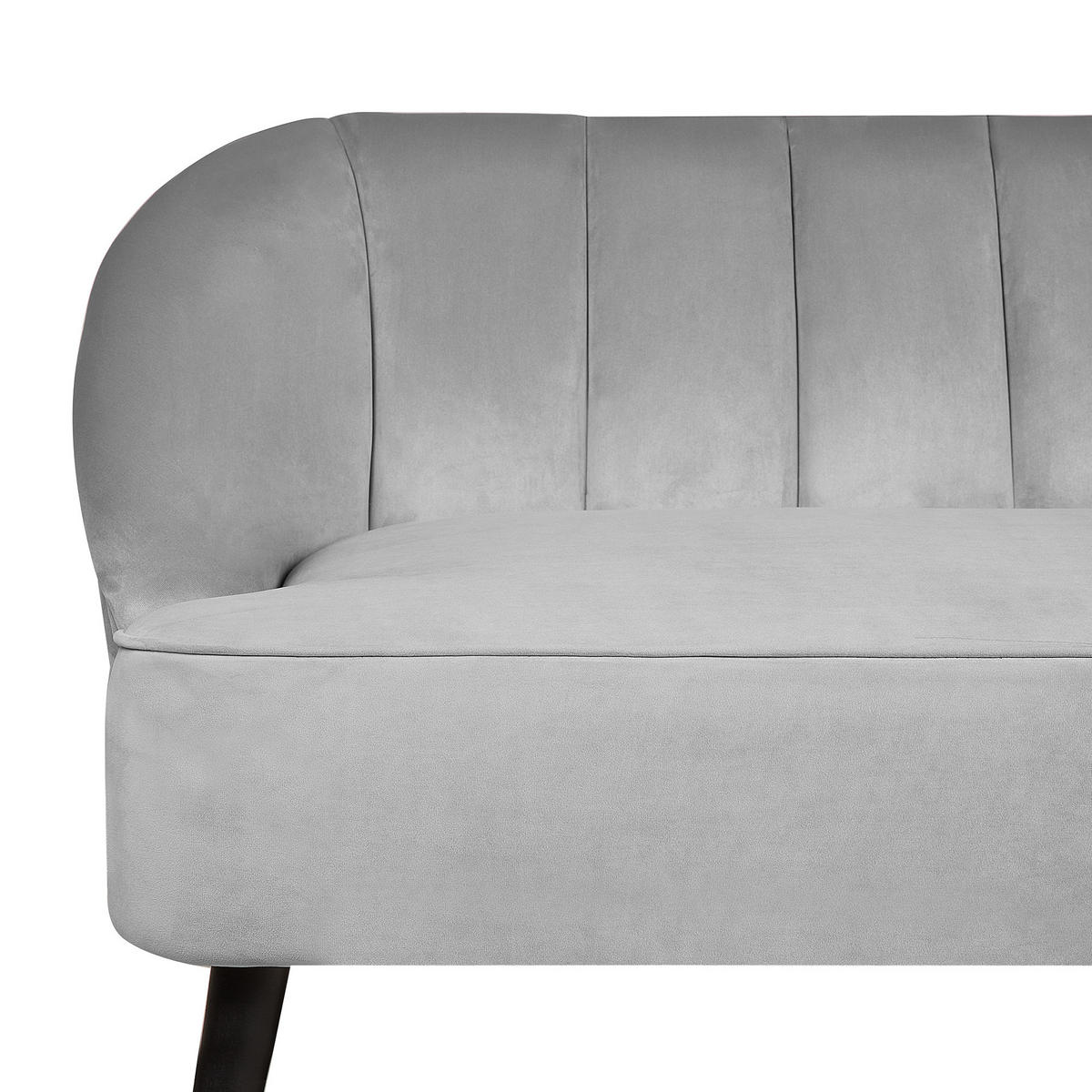 3-SITZER-SOFA Samtstoff Hellgrau Alsvag - Hellgrau, Textil (191/73/73cm) - Beliani