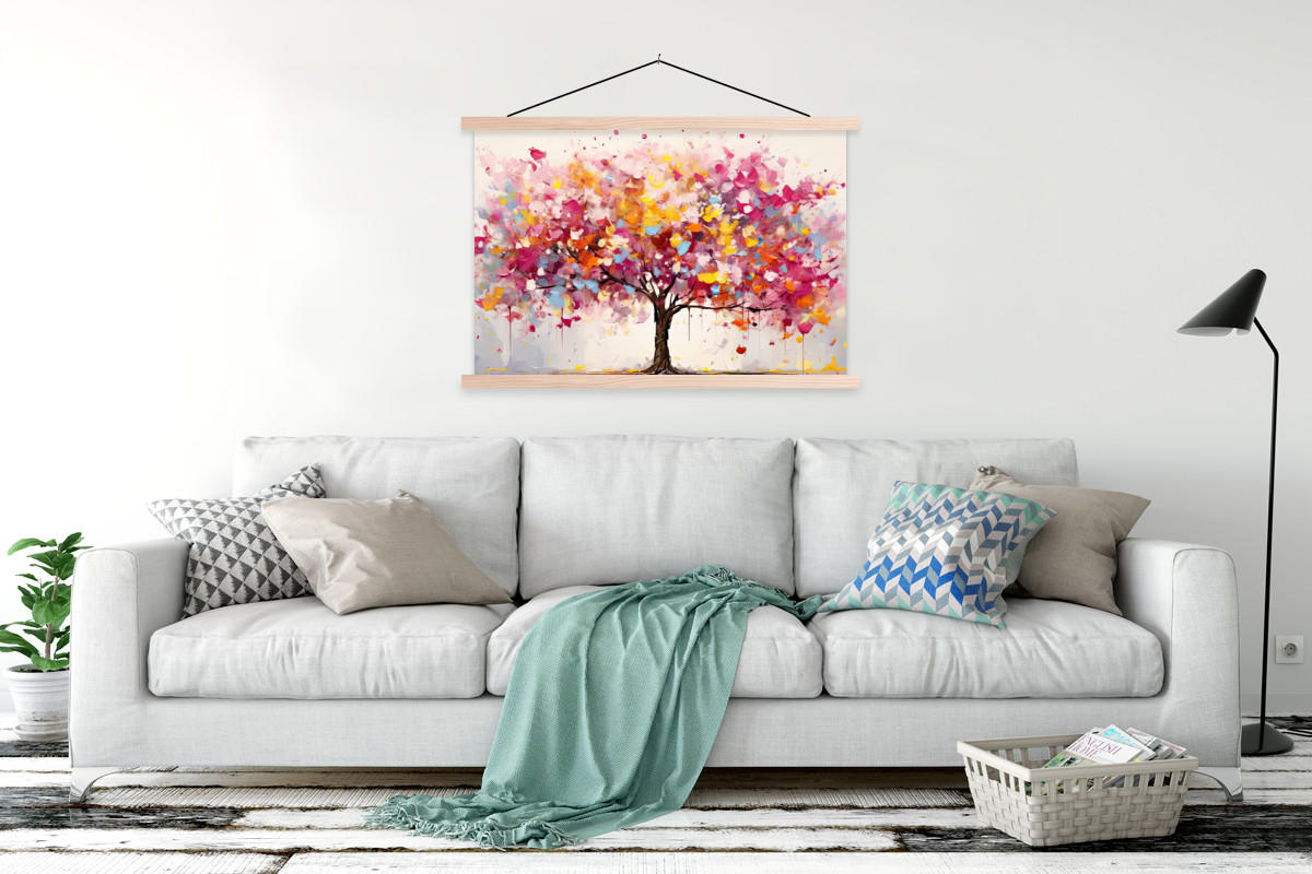 POSTER Aquarell - Baum - Kunst - Abstrakt 120x80 cm - Multicolor, Textil (120/80/0.15cm) - MuchoWow