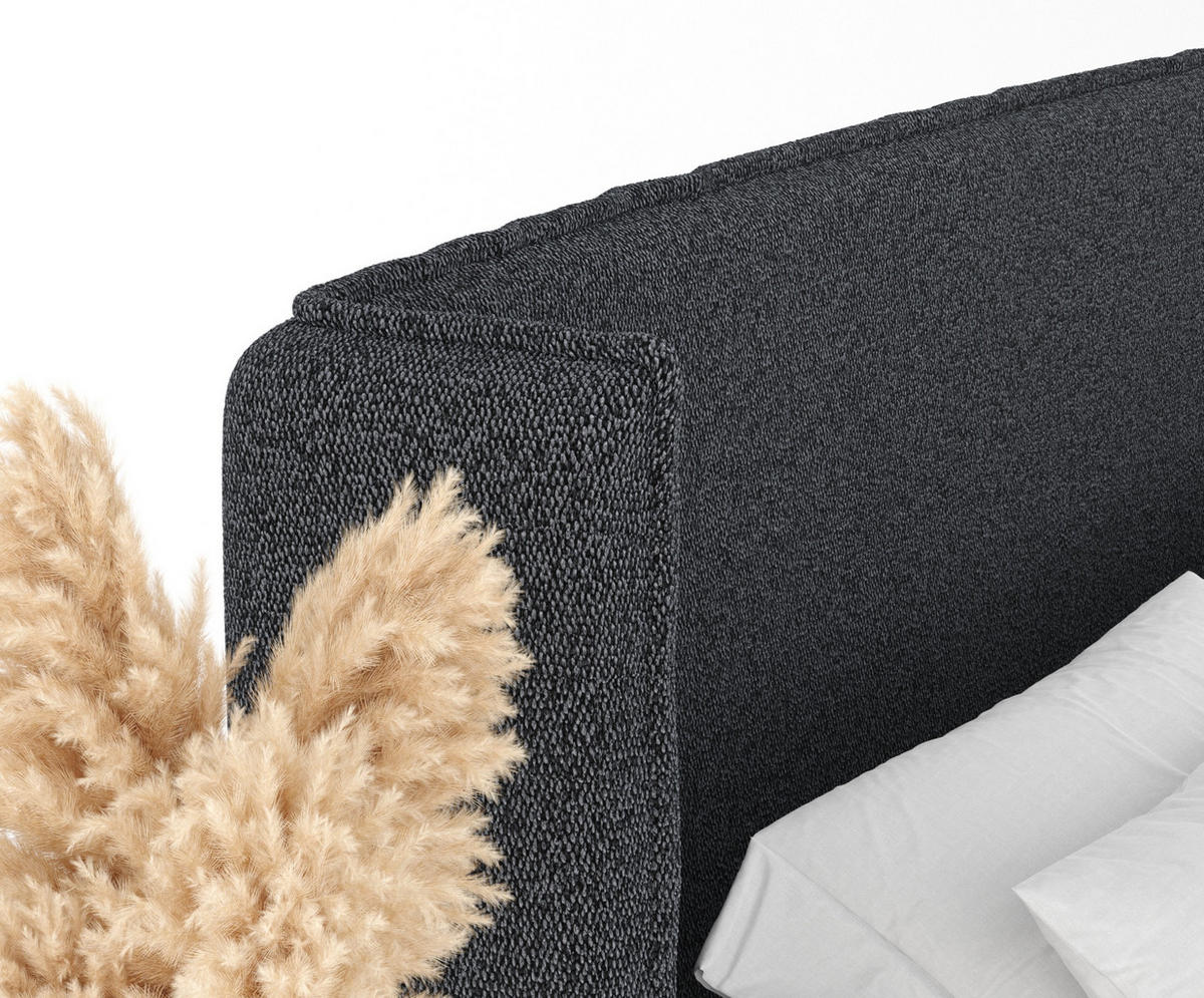 BOXSPRINGBETT Segni Schwarz 140/200 cm mit Matratze und Topper - Schwarz, Holz/Holzwerkstoff (140/200cm) - Maison de Reve